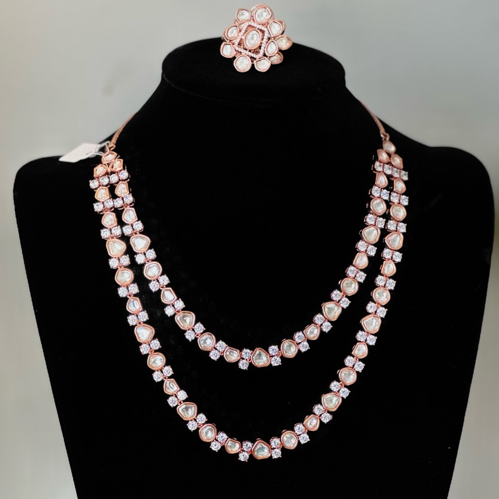 Gorgeous Rose Gold plated CZ and Mossanite necklace and earrings set.